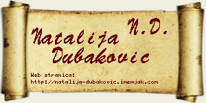 Natalija Dubaković vizit kartica